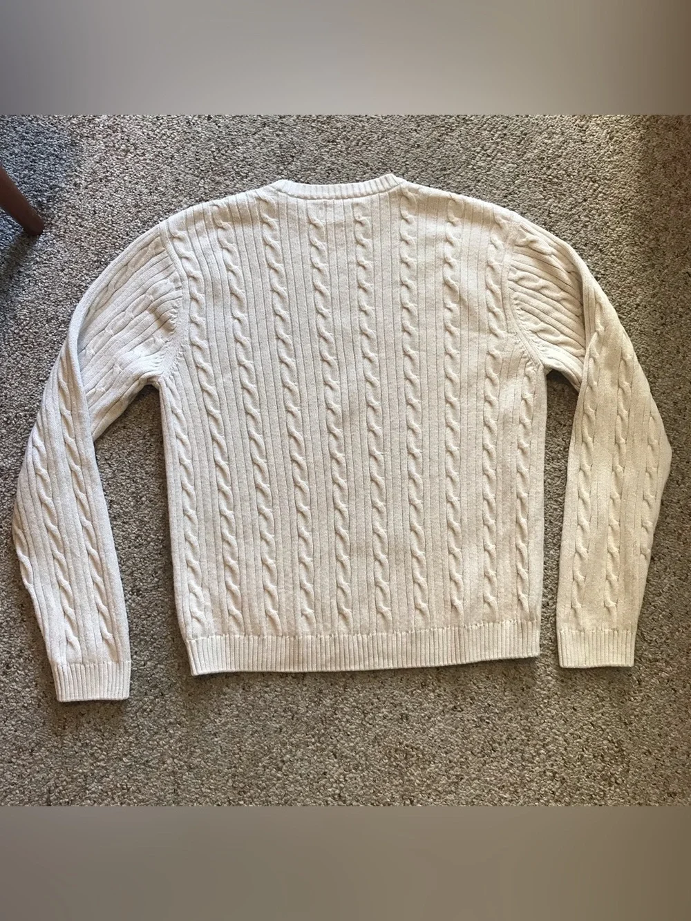 Vintage Ivory Chaps Cable Knit Sweater Mens XL Fits L Y2K Preppy 100% Cotton EUC